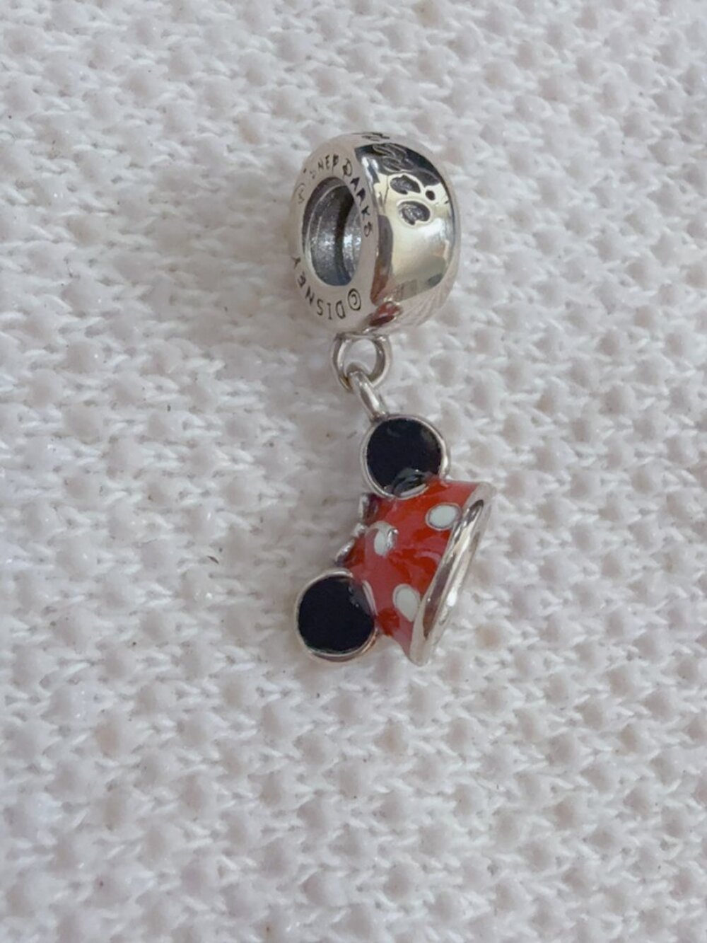 Disney Red Minnie Mouse Hat Black Ear Dangle Charm For Pandora Bracelet